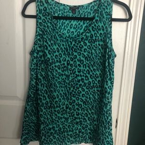 EUC Ann Taylor Leopard Print Ruffle Hem Tank SZ M